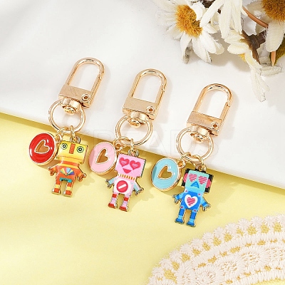 Robot Alloy Enamel Pendant Decoration HJEW-YW00068-1