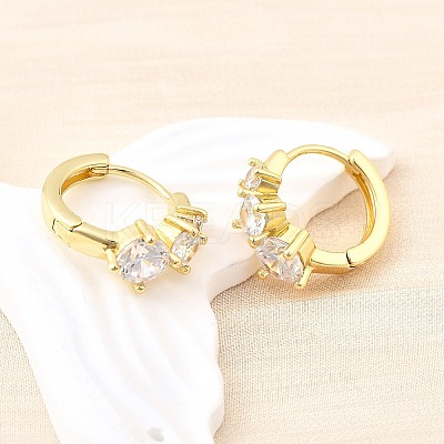 Brass Micro Pave Clear Cubic Zirconia Hoop Earrings EJEW-Z121-06G-1
