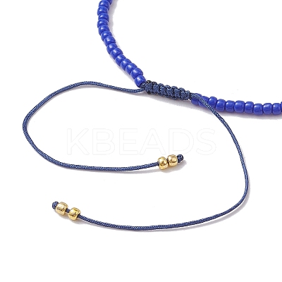 Adjustable Natural Lapis Lazuli & Seed Braided Bead Bracelets BJEW-JB10181-07-1
