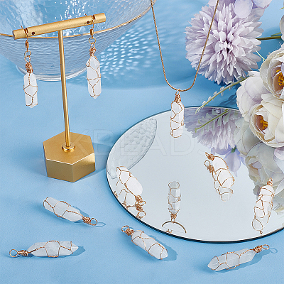 20Pcs Natural Quartz Crystal Pendants PALLOY-AB00128-1