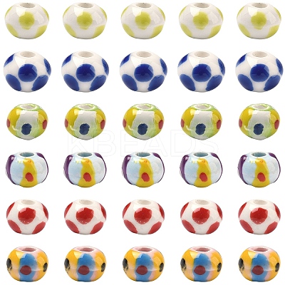18Pcs 6 Colors Handmade Porcelain European Beads PORC-YW0001-87-1