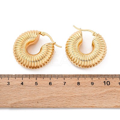Ion Plating(IP) Chunky Vintage Grooved Hoop Earrings for Women EJEW-O096-52G-1