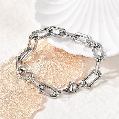 304 Stainless Steel Cable Chain Bracelets for Women Men BJEW-F488-59P-1
