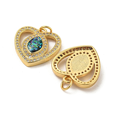 Valentine's Day Brass Micro Pave Cubic Zirconia with Synthetic Opal Pendants KK-D096-02F-G-1