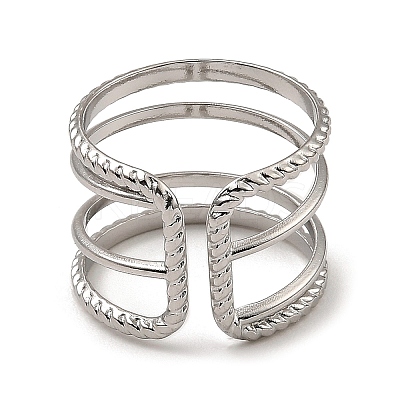 Non-Tarnish 304 Stainless Steel Open Cuff Rings RJEW-Z018-07P-1