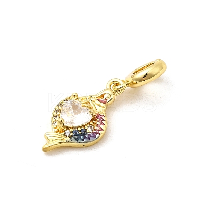 Brass Pave Clear Cubic Zirconia European Dangle Charms KK-C113-12G-1