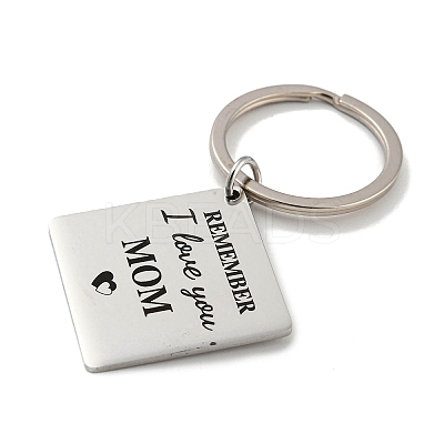 Mother's Day Gift 201 Stainless Steel Word Remember I Love You Mom Keychains LS-KEYC-E040-01P-02-1