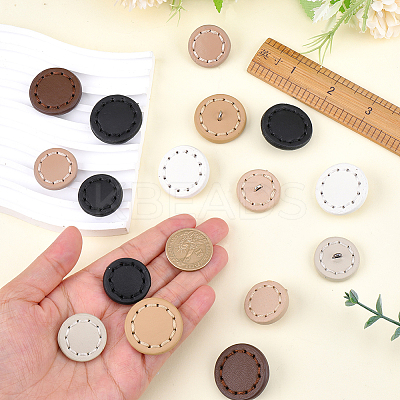 16Pcs 8 Colors 1-Hole Imitation Leather Shank Buttons BUTT-CL0001-04-1
