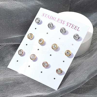 Ion Plating(IP) 304 Stainless Steel Flat Round Stud Earrings EJEW-C099-16A-1