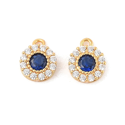 925 Sterling Silver Clear & Dark Blue Cubic Zirconia Flat Round Charms STER-NH0001-78G-1