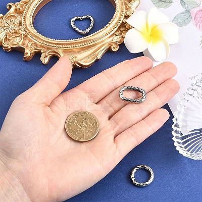 3Pcs 3 Styles 316 Stainless Steel Spring Gate Rings STAS-CJ0003-67-1