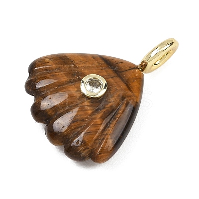 Natural Tiger Eye Carved Pendants G-G330-02G-10-1