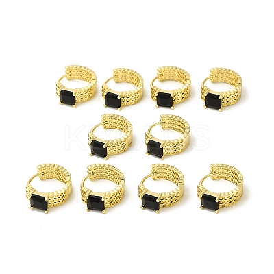 Glass Square Hoop Earrings EJEW-E270-01G-1