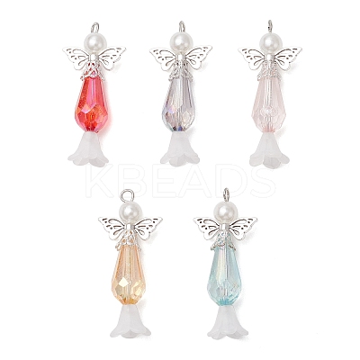 Acrylic with ABS Plastic Imitation Pearl Pendants PALLOY-JF03926-01-S-1