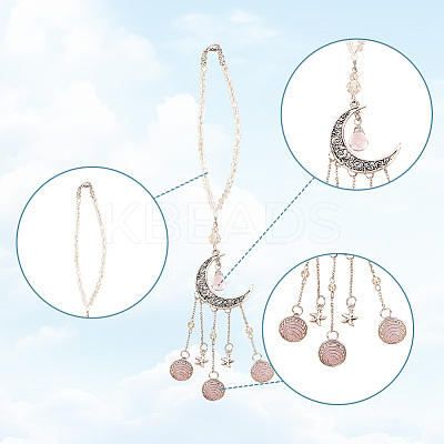 Alloy Moon Pendant Decoration HJEW-DR00023-1