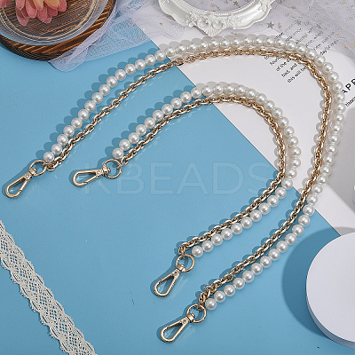 2Pcs 2 Style Plastic Imitation Pearl Beaded Double Strand Bag Handles DIY-CA0005-94-1
