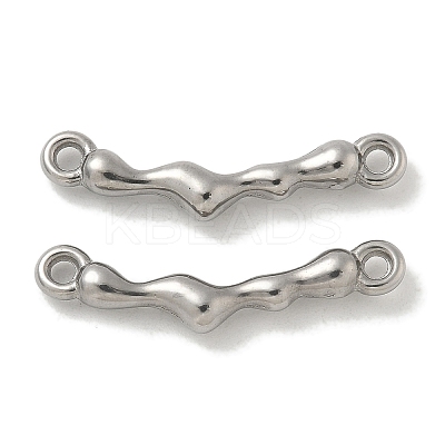 304 Stainless Steel Curved Textured Stick Connector Charms STAS-Q334-48P-1