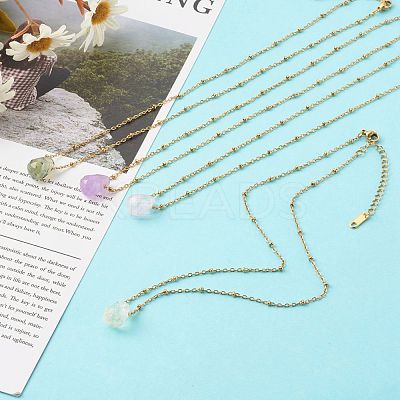 Natural Quartz Pendant Necklaces NJEW-JN03472-1