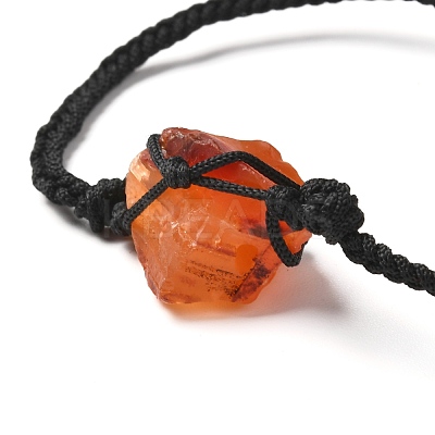 Macrame Pouch with Natural Mixed Gemstone Braided Bead Bracelets BJEW-JB06616-1