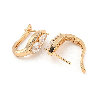 Brass Micro Pave Clear Cubic Zirconia Hoop Earrings EJEW-A107-09E-KCG-1