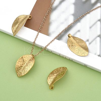 304 Stainless Steel Leaf Pendants STAS-S040-07G-1