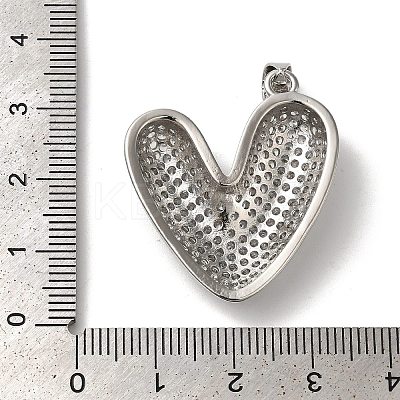 Rack Plating Brass Micro Pave Clear Cubic Zirconia Pendants KK-K345-11P-1
