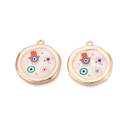Printed Alloy Enamel Pendants ENAM-N071-10G-02-1