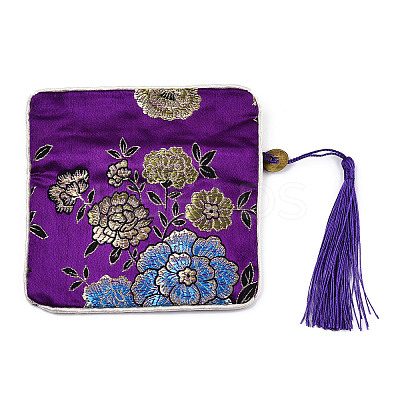 Chinese Brocade Tassel Zipper Jewelry Bag Gift Pouch ABAG-F005-07-1