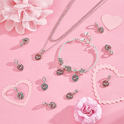12Pcs 6 Colors Mother's Day Alloy Rhinestone European Dangle Charms FIND-PH0010-89-1