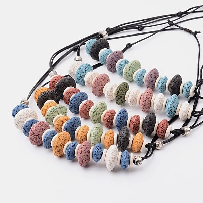 Natural Lava Rock Bib Statement Necklaces NJEW-O092-03-1