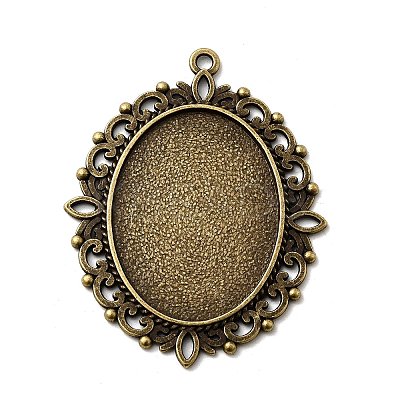 Large Vintage Tibetan Style Alloy Pendant Cabochon Settings X-TIBEP-M018-70AB-NF-1