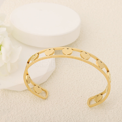 304 Stainless Steel Cuff Bangles for Women BJEW-S181-02G-B-1