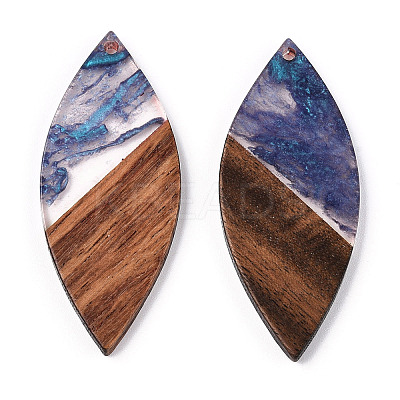 Transparent Resin & Walnut Wood Big Pendants RESI-ZX017-50-1