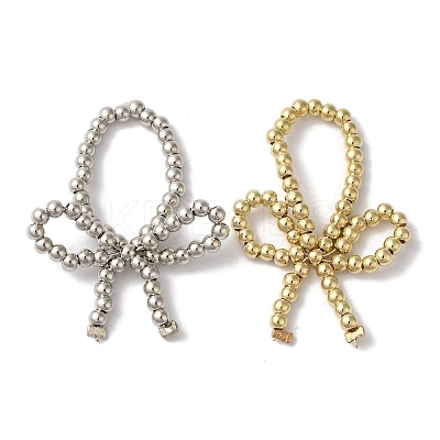 Bowknot CCB Plastic Round Beads Stretch Rings for Women RJEW-S412-05A-1