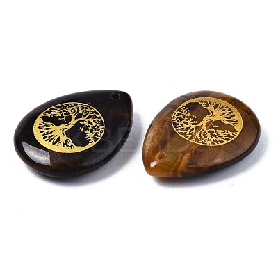 Natural Tiger Eye Pendants G-T122-71C-1