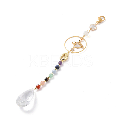 Glass Teardrop Chandelier Pendant Decorations HJEW-JM00854-1