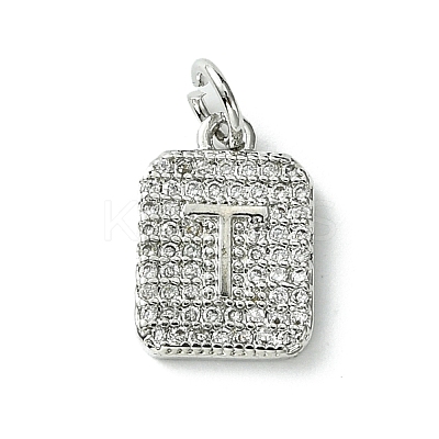 Rack Plating Brass Micro Pave Clear Cubic Zirconia Charms KK-G501-01T-P-1