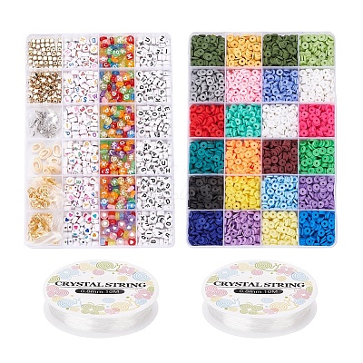 DIY Terracotta and Alphabet Beads Jewelry Making DIY-YW0002-59-1