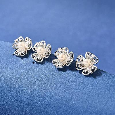 Natural Pearl Ear Studs EJEW-L099-10S-1