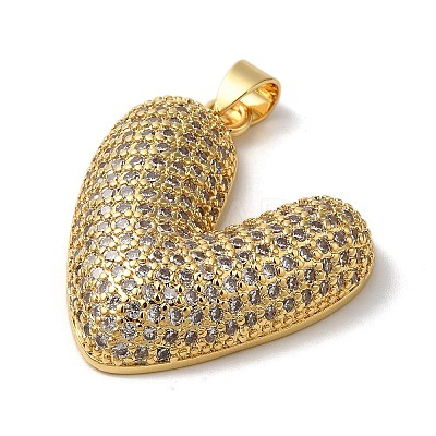 Rack Plating Brass Micro Pave Clear Cubic Zirconia Pendants KK-K345-11G-1