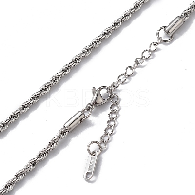 Non-Tarnish 304 Stainless Steel Rope Chain Necklace for Men Women X-NJEW-K245-023D-1