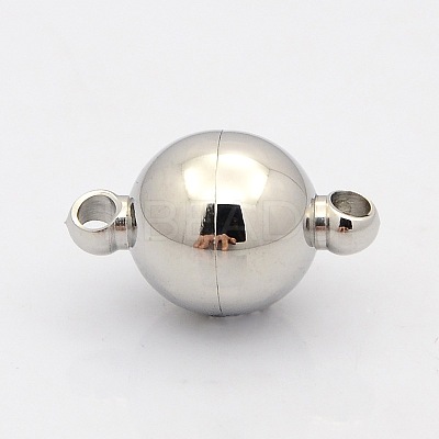 Tarnish Resistant Round 304 Stainless Steel Magnetic Clasps with Loops LS-STAS-N014-01-14mm-1