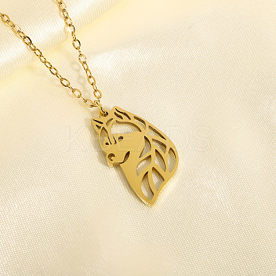 304 Stainless Steel Husky Dog Cutout Silhouette Pendant Necklaces WG9715E-01-1