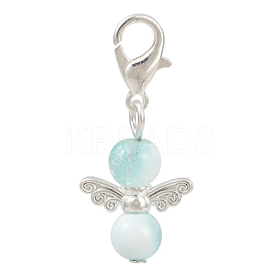 10Pcs Glass Angel Pendant Decorations HJEW-JM03580-1