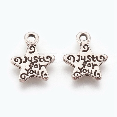 Gift Ideas for Men On Valentines Day Tibetan Style Alloy Star Carved Word Just for You Message Charms X-LF1272Y-NF-1