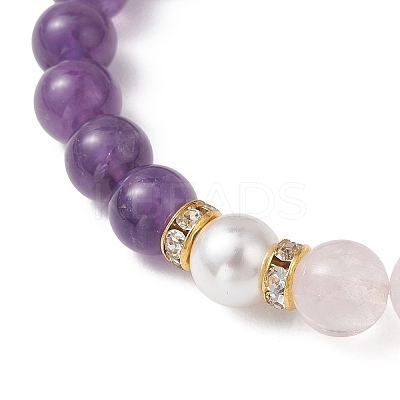 3Pcs Natural Mixed Gemstone Beads Stretch Bracelets for Women BJEW-JB13193-1