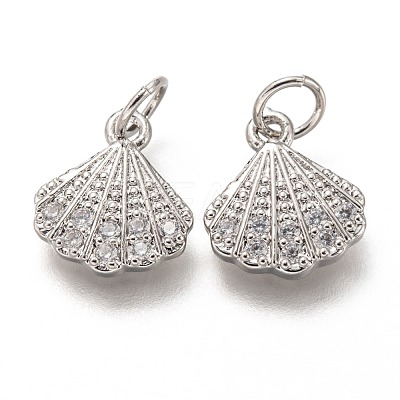 Brass Micro Pave Clear Cubic Zirconia Charms ZIRC-C020-49P-1