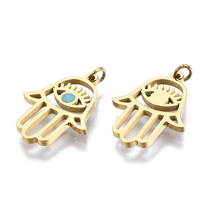 304 Stainless Steel Enamel Charms STAS-S116-372B-G-1