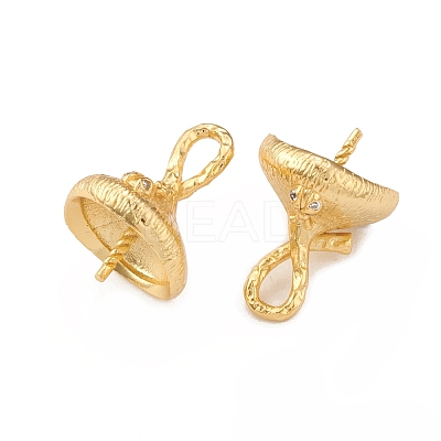 Rack Plating Brass Micro Pave Clear Cubic Zirconia Cup Peg Bails ZIRC-L098-048G-1