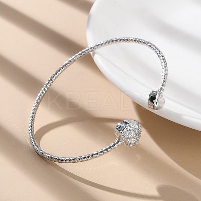 Clear Cubic Zirconia Open Cuff Bangle BJEW-G737-01P-01-1